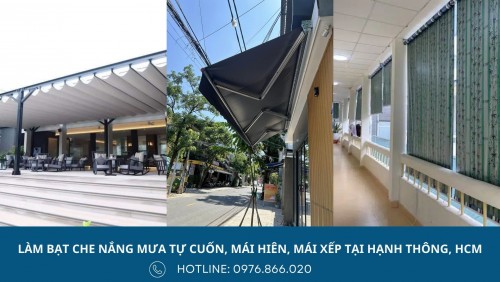 Lắp đặt bạt che nắng mưa tự cuốn, mái hiên di động, bạt mái xếp cho ban công chung cư, nhà phố, bệnh viện, trường học, quán ăn tại Phường Hạnh Thông, Hồ Chí Minh