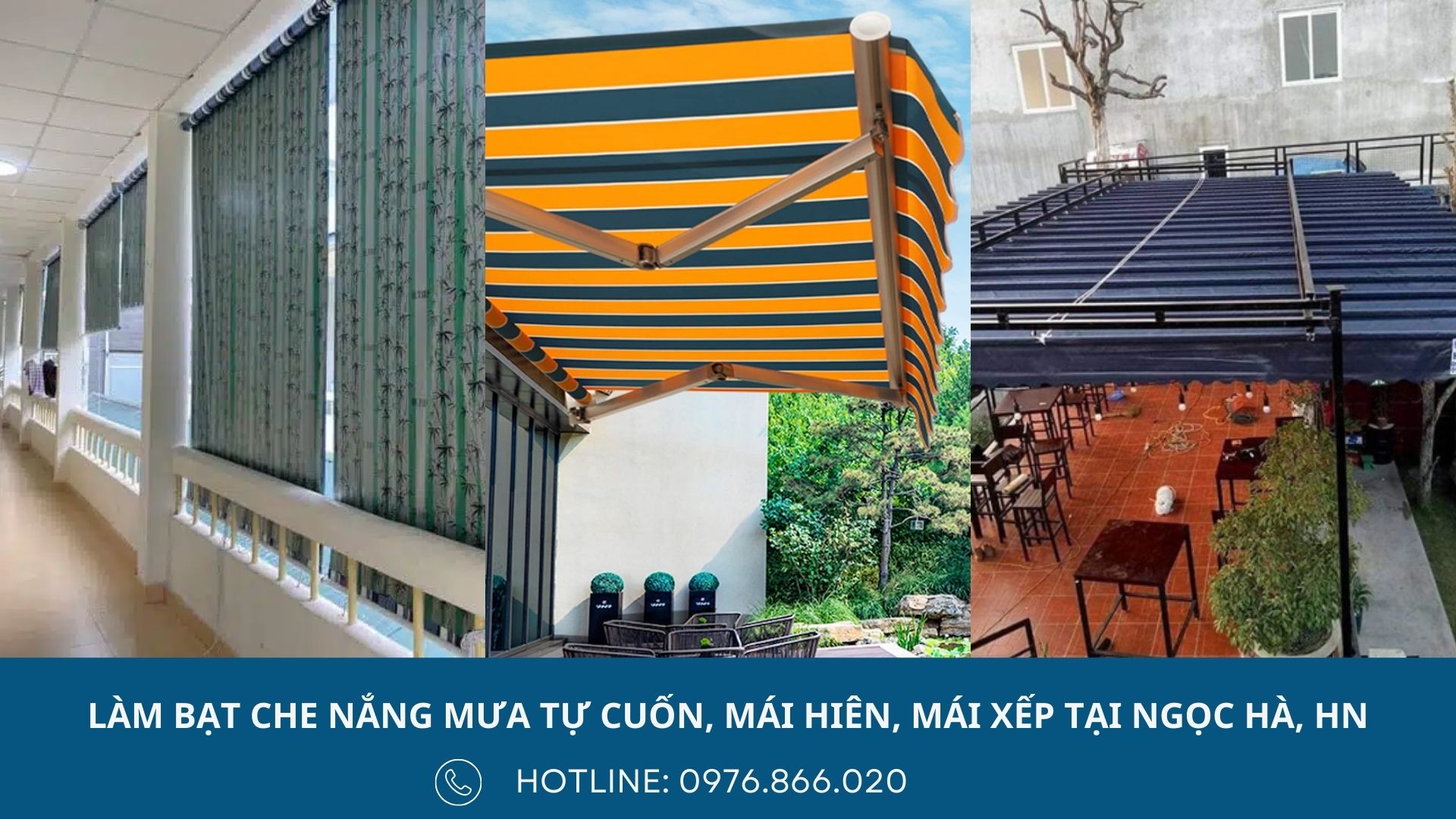 Lắp đặt bạt che nắng mưa tự cuốn, mái hiên di động, bạt mái xếp cho ban công chung cư, nhà phố, bệnh viện, trường học, quán ăn tại Ngọc Hà, Hà Nội