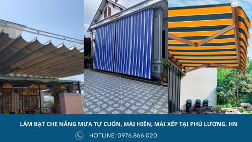 Lắp đặt bạt che nắng mưa tự cuốn, mái hiên di động, bạt mái xếp cho ban công chung cư, nhà phố, bệnh viện, trường học, quán ăn tại Phú Lương, Hà Nội