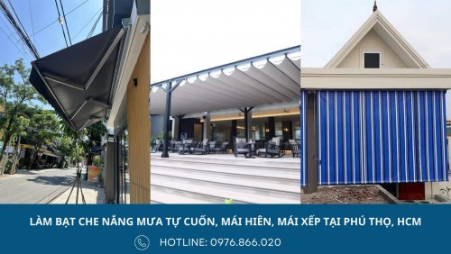 Lắp đặt bạt che nắng mưa tự cuốn, mái hiên di động, bạt mái xếp cho ban công chung cư, nhà phố, bệnh viện, trường học, quán ăn tại Phường Phú Thọ, Hồ Chí Minh