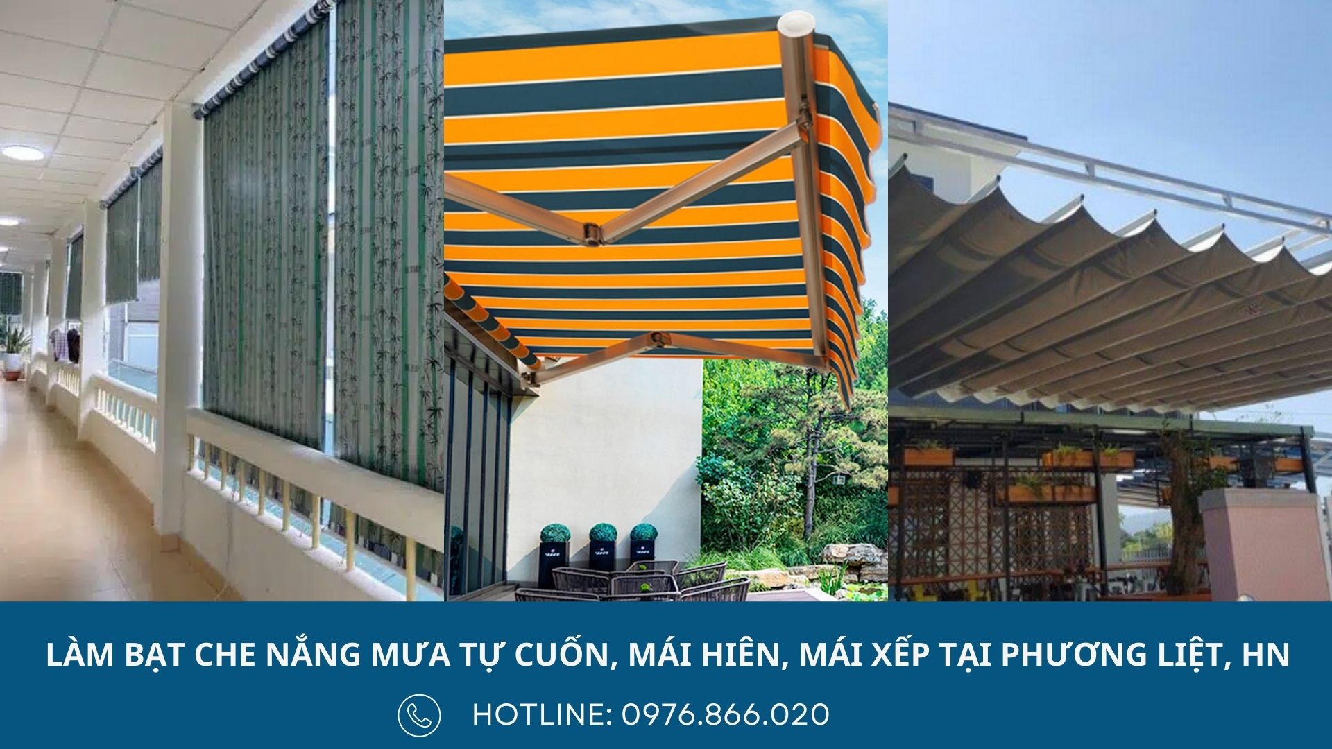 Lắp đặt bạt che nắng mưa tự cuốn, mái hiên di động, bạt mái xếp cho ban công chung cư, nhà phố, bệnh viện, trường học, quán ăn tại Phương Liệt, Hà Nội