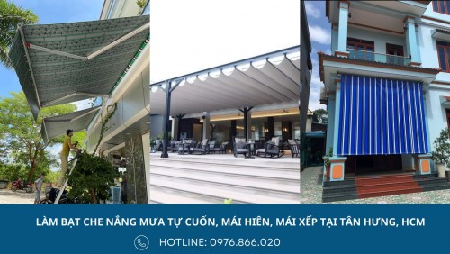 Lắp đặt bạt che nắng mưa tự cuốn, mái hiên di động, bạt mái xếp cho ban công chung cư, nhà phố, bệnh viện, trường học, quán ăn tại Phường Tân Hưng, Hồ Chí Minh