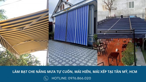 Lắp đặt bạt che nắng mưa tự cuốn, mái hiên di động, bạt mái xếp cho ban công chung cư, nhà phố, bệnh viện, trường học, quán ăn tại Phường Tân Mỹ, Hồ Chí Minh