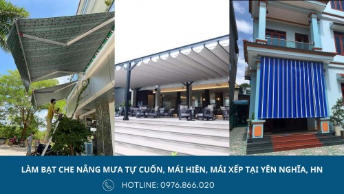 Lắp đặt bạt che nắng mưa tự cuốn, mái hiên di động, bạt mái xếp cho ban công chung cư, nhà phố, bệnh viện, trường học, quán ăn tại Yên Nghĩa, Hà Nội